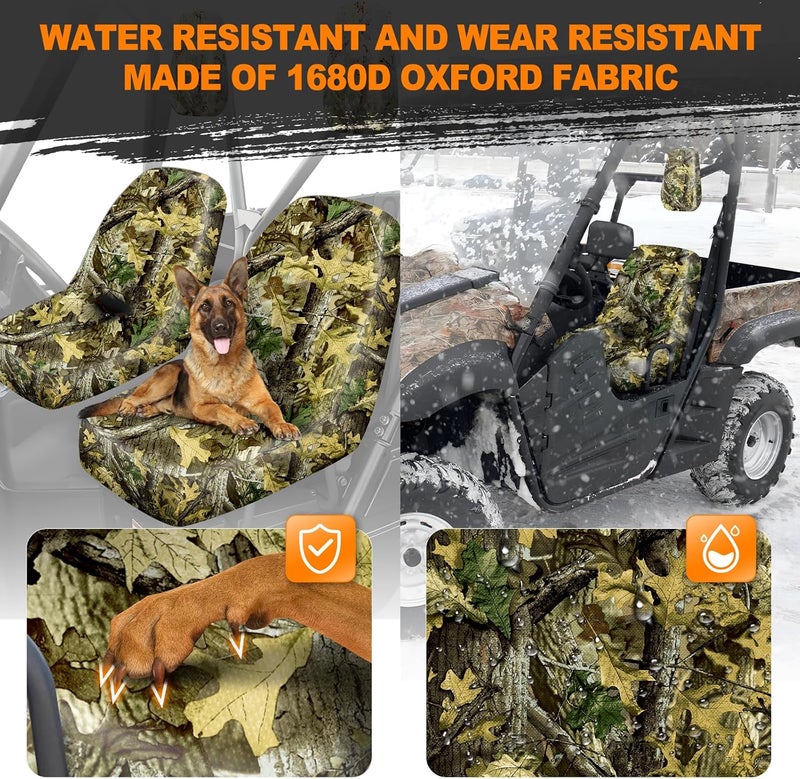 BORDAN UTV Waterproof Seat Cover for 2004-2021 Yamaha Rhino 700 660 450, Heavy Duty 1680D Full Protection Outdoor Camo Seat Cover for UTV(2 PCS) - Image 2